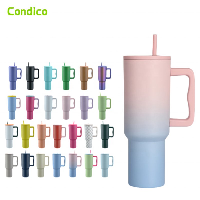 Wholesale Customized Beer Tumbler Double Walled Stainless Steel Insulated 40oz Travel Mug With Handle And Lids