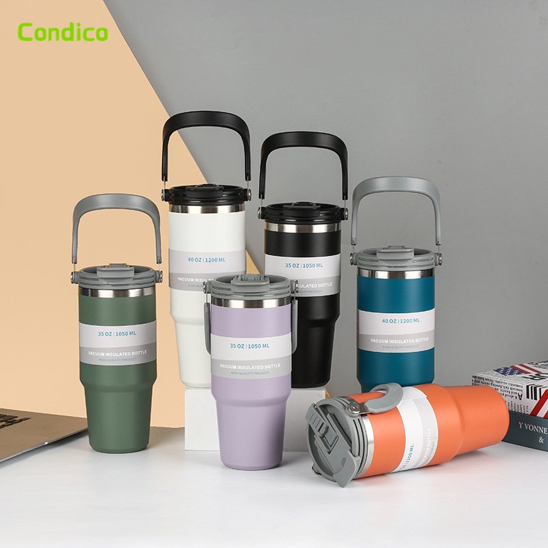 Wholesale Customized Beer Tumbler Double Walled Stainless Steel Insulated 40oz Travel Mug With Handle And Lids