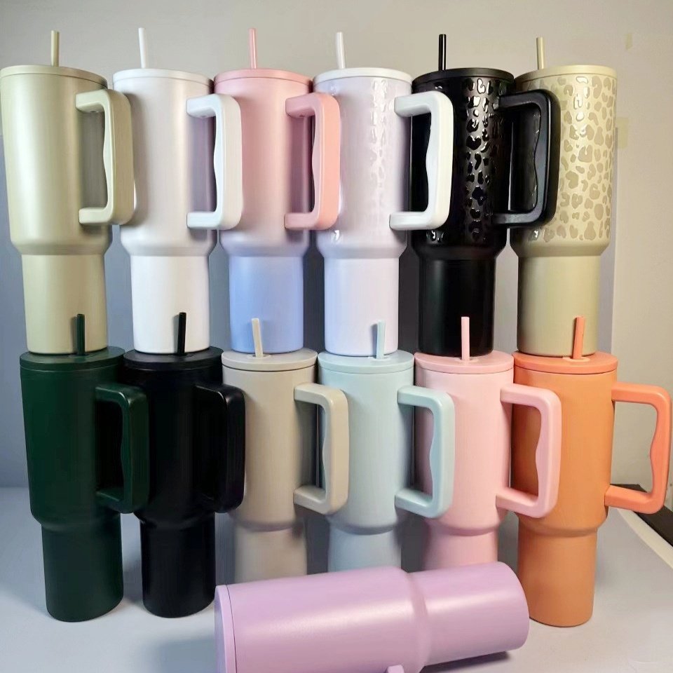 Wholesale Customized Beer Tumbler Double Walled Stainless Steel Insulated 40oz Travel Mug With Handle And Lids
