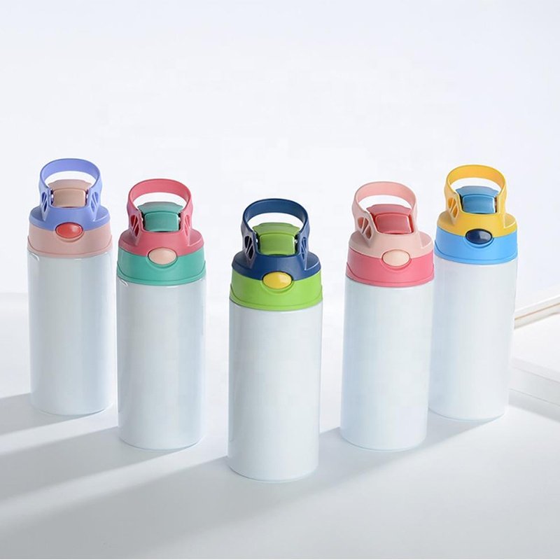 12oz double walled DIY sublimation blank stainless steel skinny kids sippy tumbler cups vacuum flask with straw