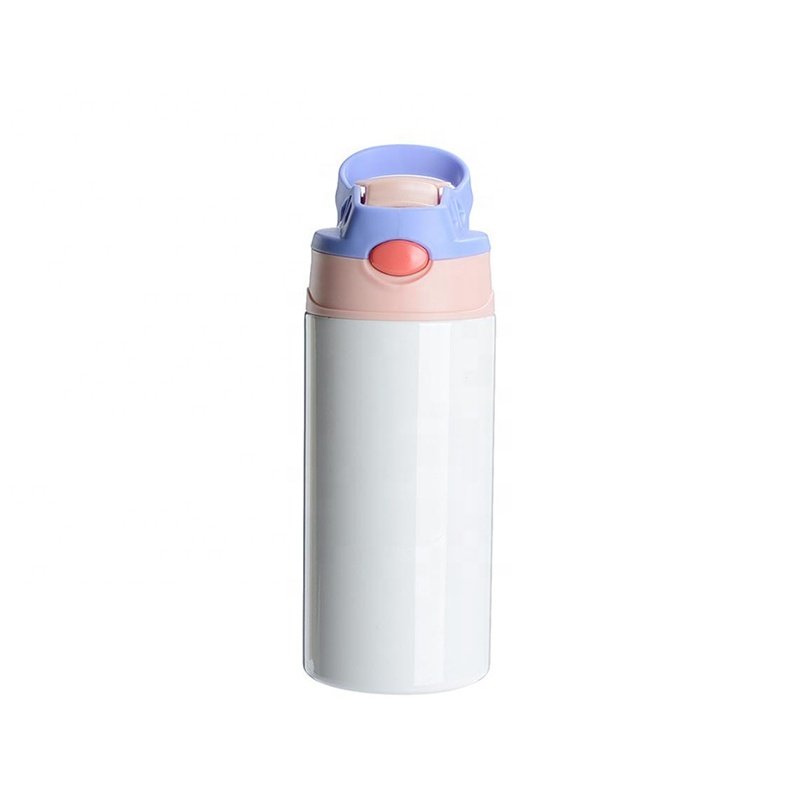 12oz double walled DIY sublimation blank stainless steel skinny kids sippy tumbler cups vacuum flask with straw