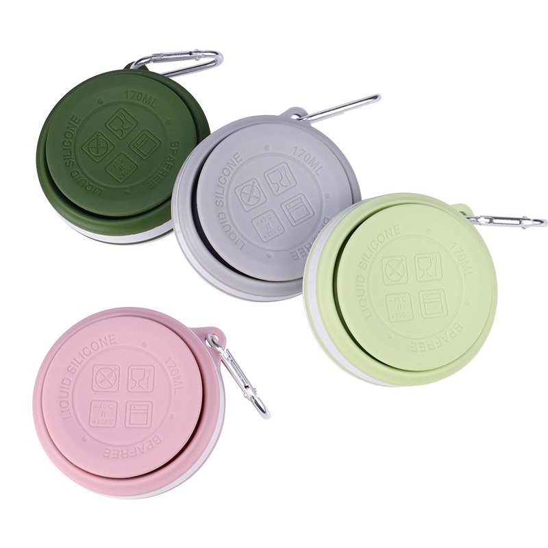 170ML 200ML Food Grade Silicone Collapsible Folding Coffee Mugs Reusable Foldable Water Juice Drinking Silicone Mug Cup with Lid