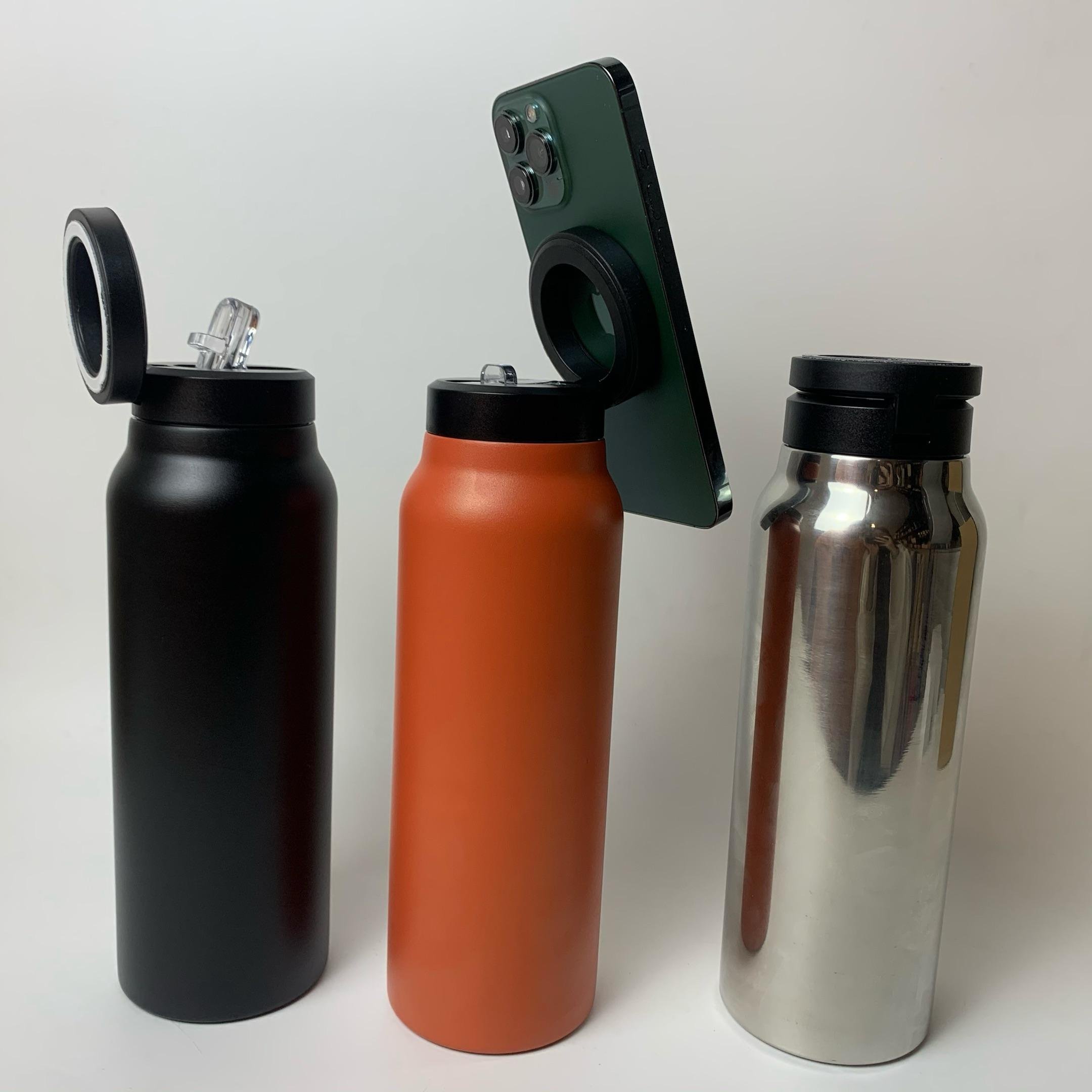 New 24 oz Double Walled Flask Magnetic Stainless Steel Gym Water Bottle With Magnetic Cell Phone Holder