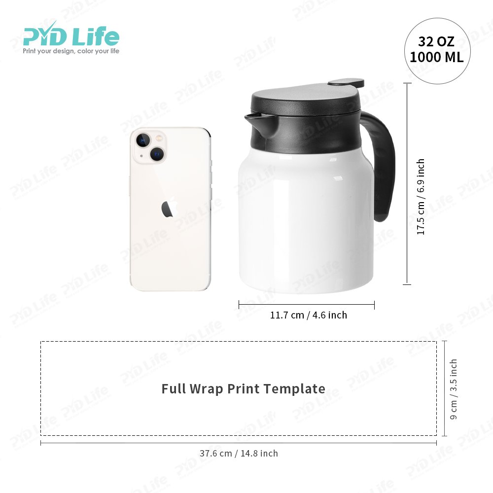 PYD Life New 32oz 1000ml Wholesale Metal Sublimation Blanks Drinking Stainless Steel Coffee Pot Thermos Carafe