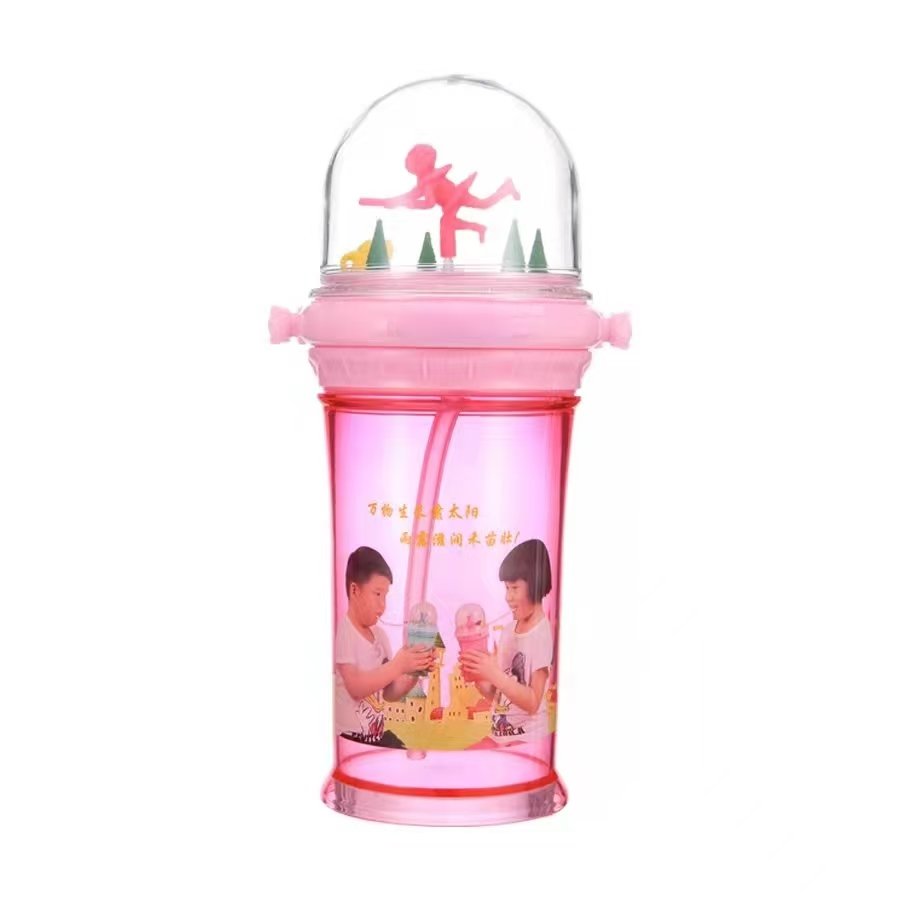 Factory Direct Sale pink and sky blue kids water bottle with toys
