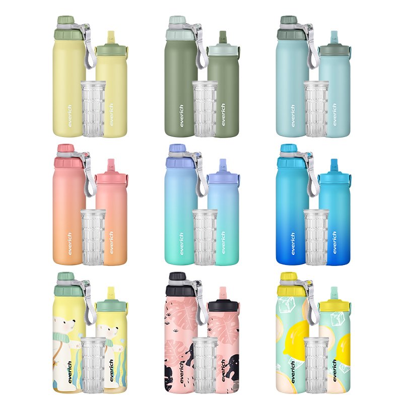 Everich Newest Design 18 /25 oz 304 Stainless Steel Thermal Insulated flask sport drinkingWater Bottles with Tea Infuser