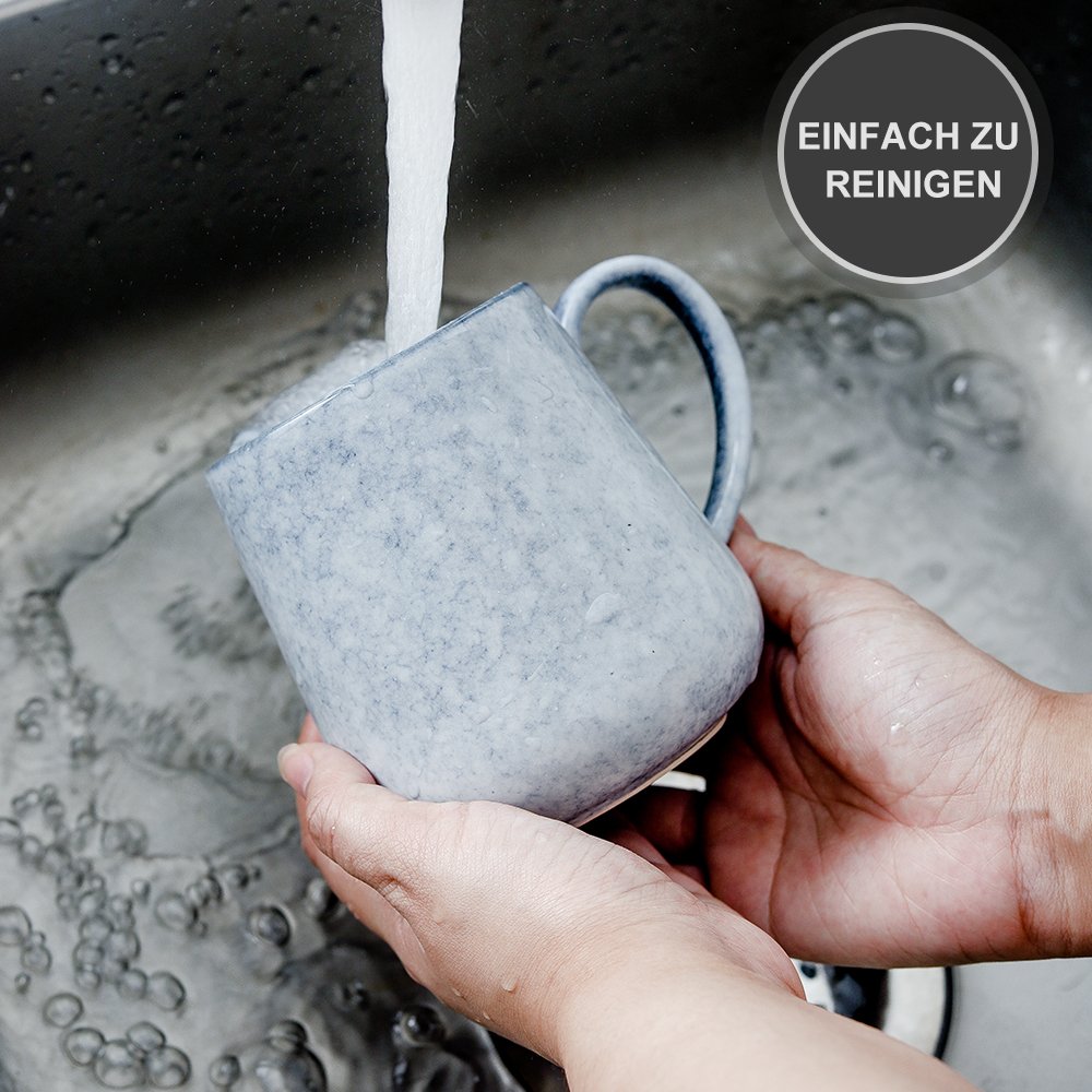 Factory On Sale Ceramic Dusty Blue Coffee Mug With Splash Proof Lid Well Sealed Silicon Ring
