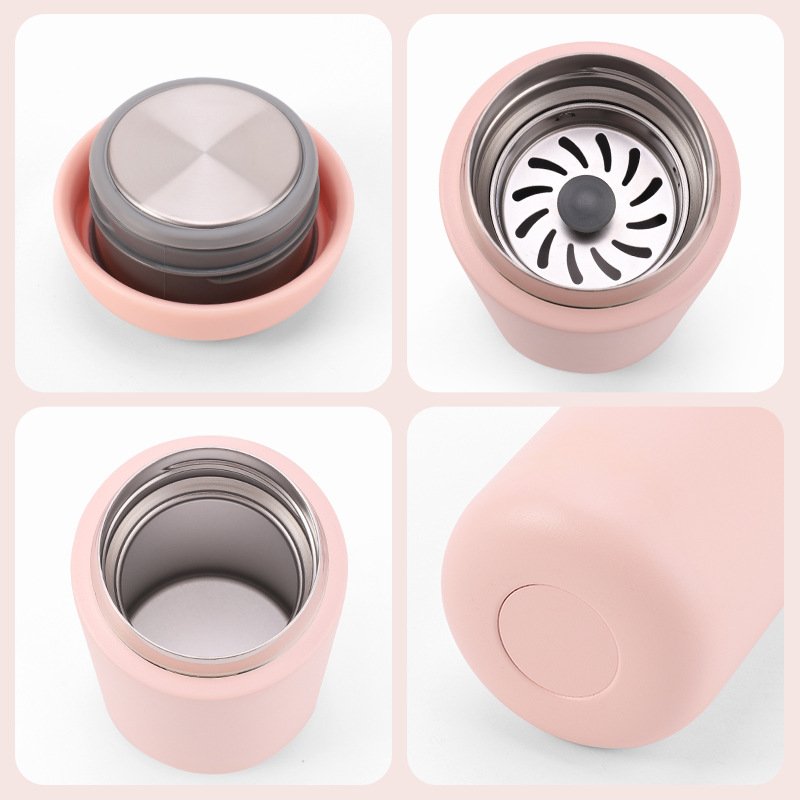 Business custom 400ml double wall thermos vacuum flasks gifts cup stainless steel insulated travel hot water bottle with filter