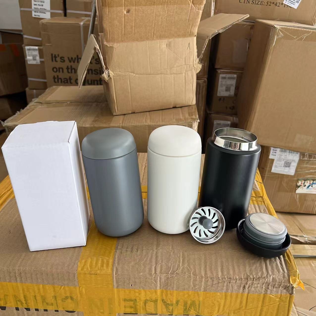 Business custom 400ml double wall thermos vacuum flasks gifts cup stainless steel insulated travel hot water bottle with filter