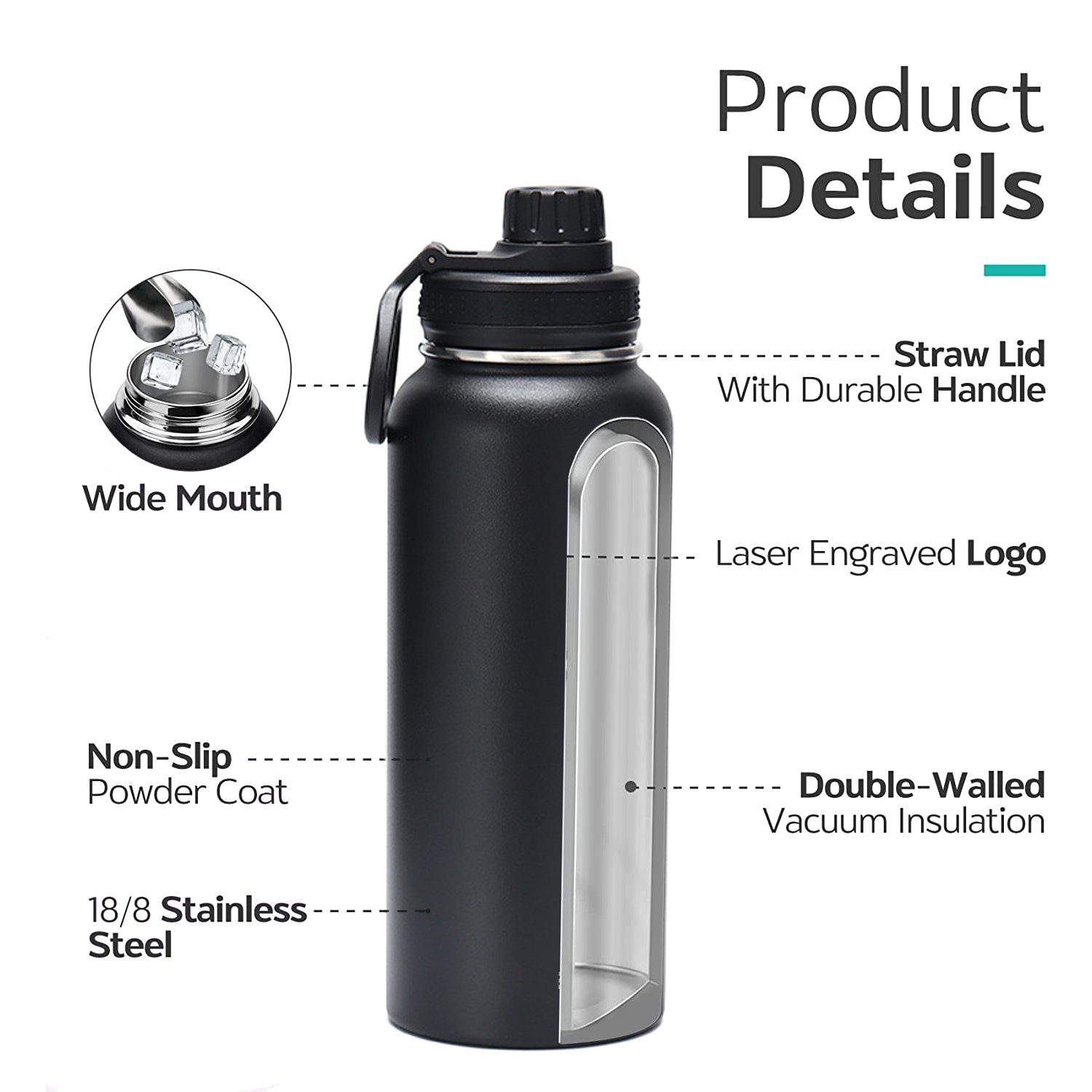 Customized 12oz/14oz/22oz/32oz/40oz Hot Sports Custom Double Wall Insulated Vacuum Flask Stainless Steel Water Bottle