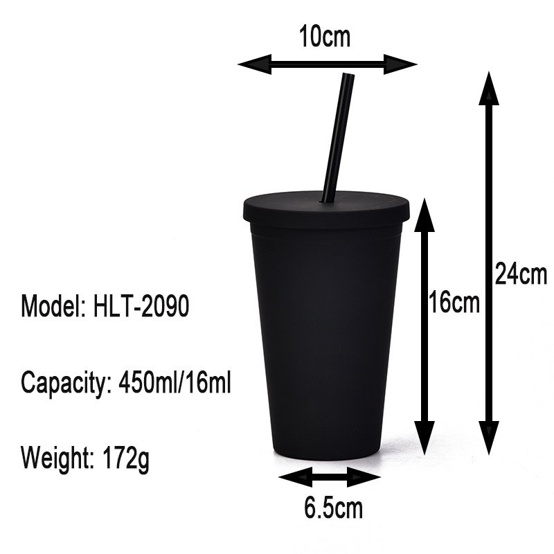2023 Hot Seller 16OZ customized Double wall reusable Matte Plastic Coffee frosted Bulk tumblers Cup with lids and straws