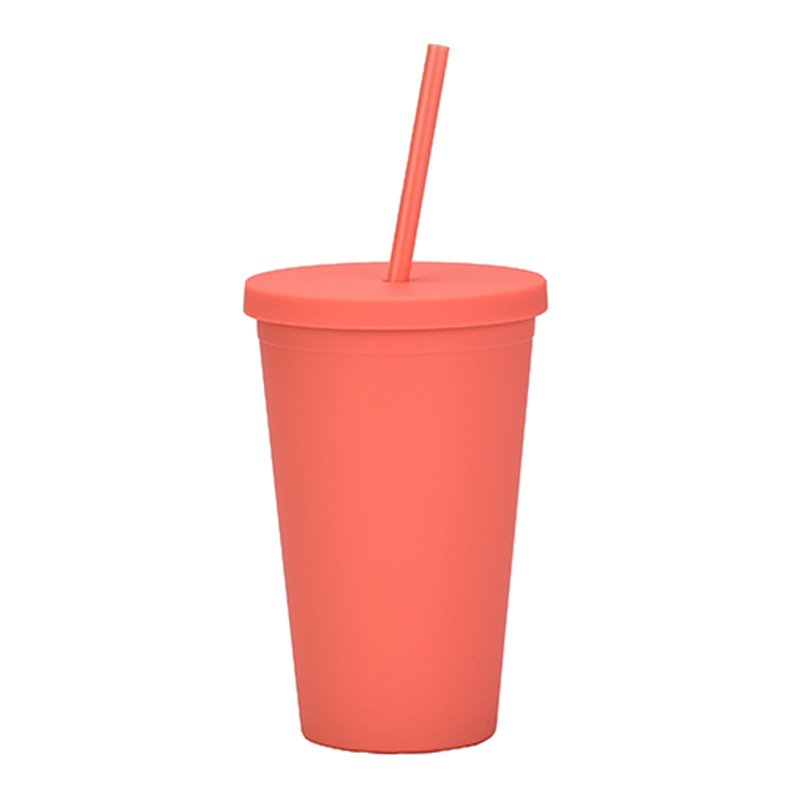 2023 Hot Seller 16OZ customized Double wall reusable Matte Plastic Coffee frosted Bulk tumblers Cup with lids and straws