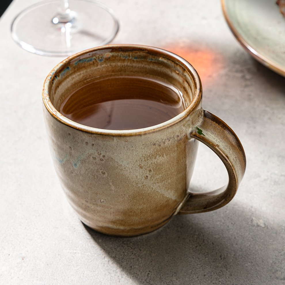 JiuJiuJu Wholesale Kiln Rustic Brown Ceramic Milk Mugs For Cafe Shop Reactive Nordic Design Latte Coffee Cup Luxury Speckled Mug