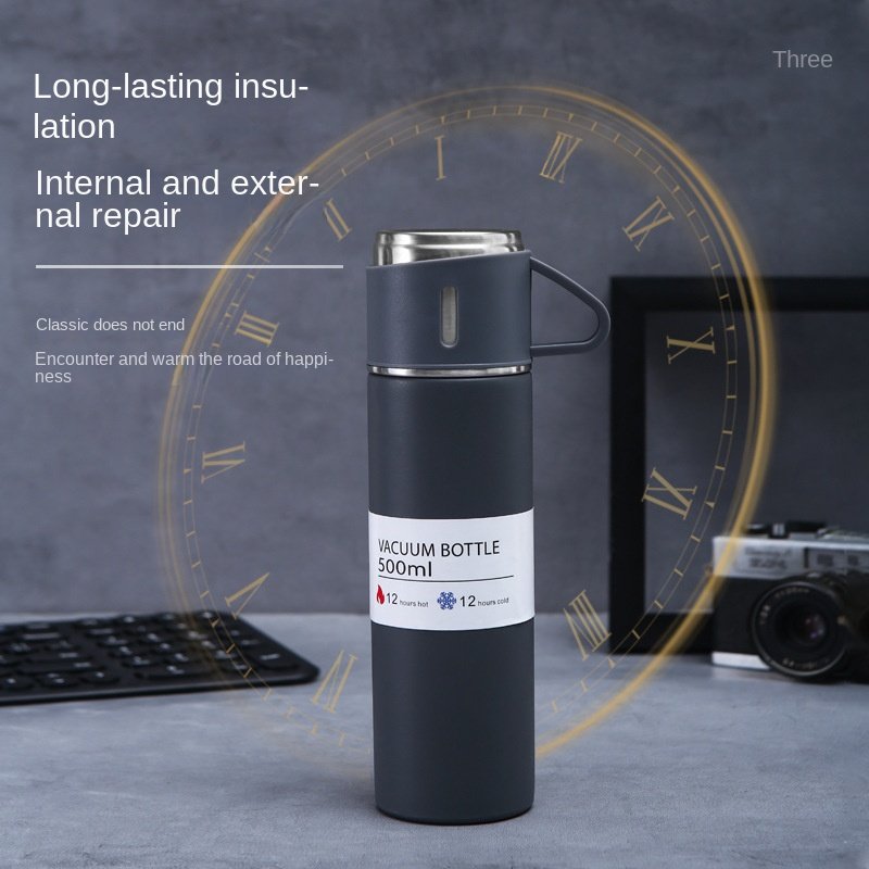 304stainless steel insulated cup set for business gift, one cup with three lids, casual cup for men and women, hand-held cup set