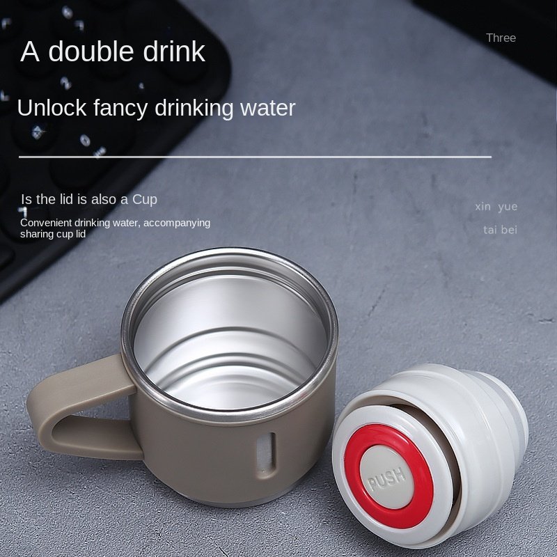 304stainless steel insulated cup set for business gift, one cup with three lids, casual cup for men and women, hand-held cup set
