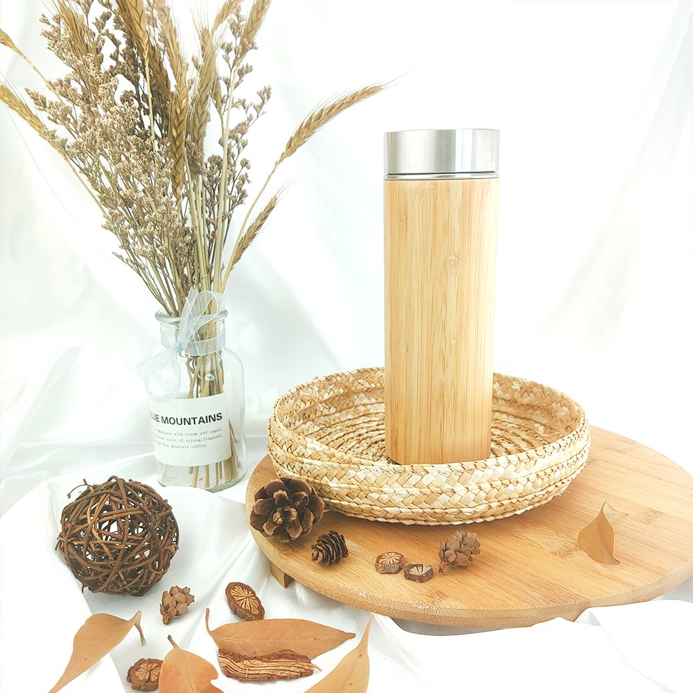 Natural coffee cup thermos stainless steel vacuum bamboo thermos cup