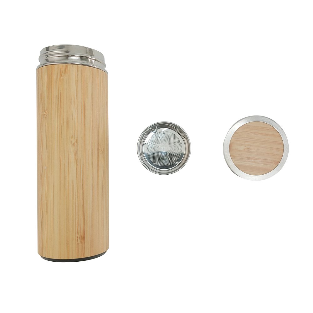 Natural coffee cup thermos stainless steel vacuum bamboo thermos cup