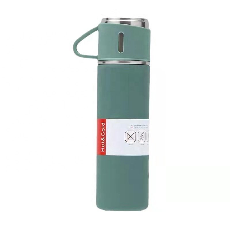 500ML Travel Vacuum Flask Double Walled Portable Thermal Flask Built-in Lid Cup, Stainless Steel for Sports, Outdoor, Office