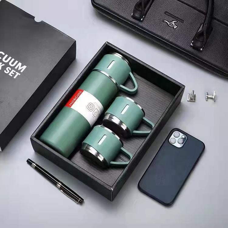 500ML Travel Vacuum Flask Double Walled Portable Thermal Flask Built-in Lid Cup, Stainless Steel for Sports, Outdoor, Office