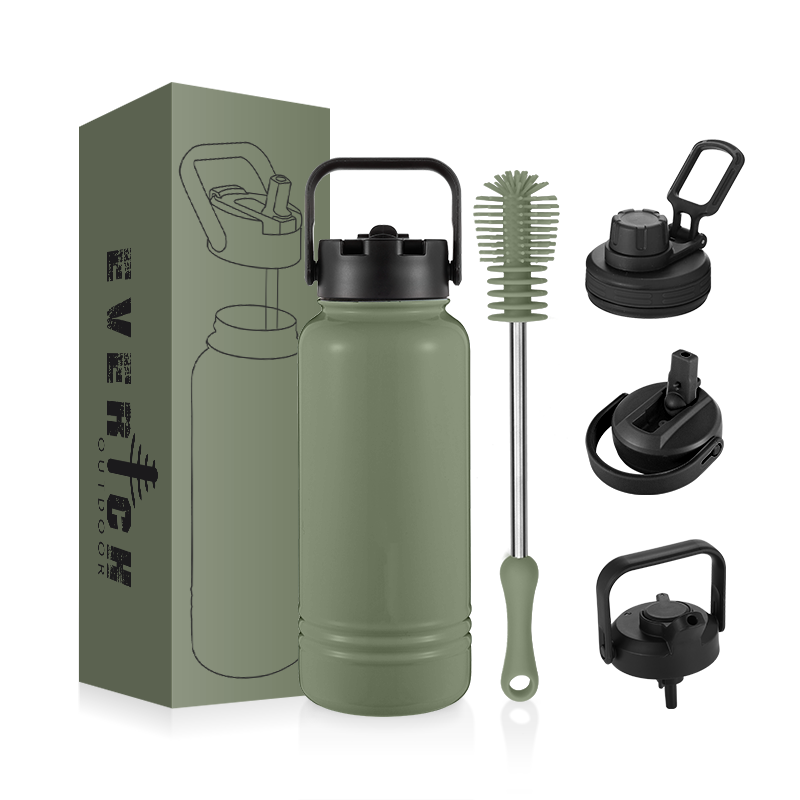Everich Outdoor Eco-Friendly Double Wall Vacuum Stainless Steel Water Bottles Custom Made with Handgrip Pattern BPA Free Coffee