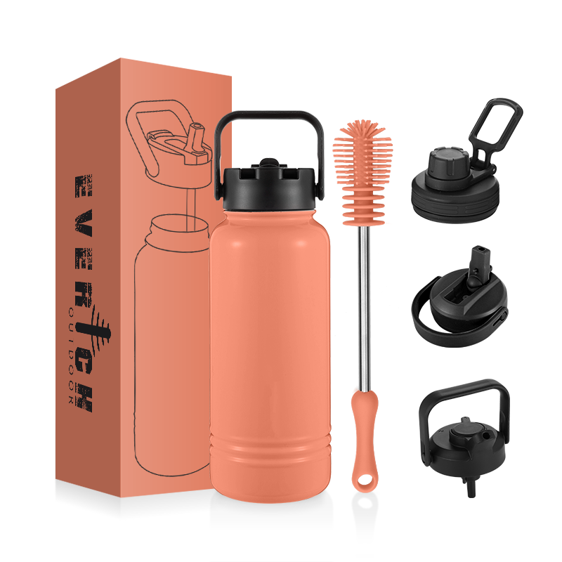 Everich Outdoor Eco-Friendly Double Wall Vacuum Stainless Steel Water Bottles Custom Made with Handgrip Pattern BPA Free Coffee