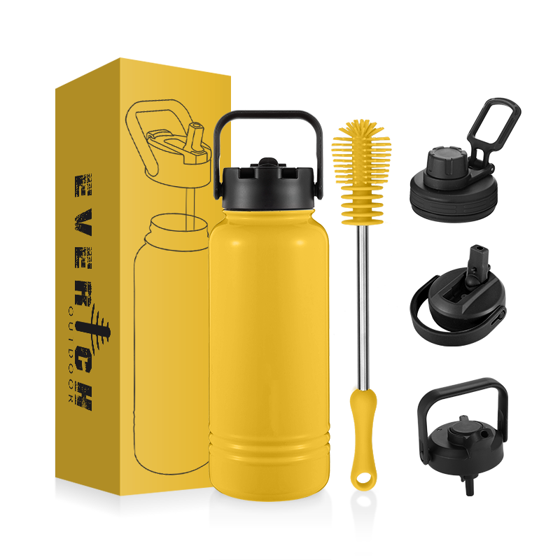 Everich Outdoor Eco-Friendly Double Wall Vacuum Stainless Steel Water Bottles Custom Made with Handgrip Pattern BPA Free Coffee