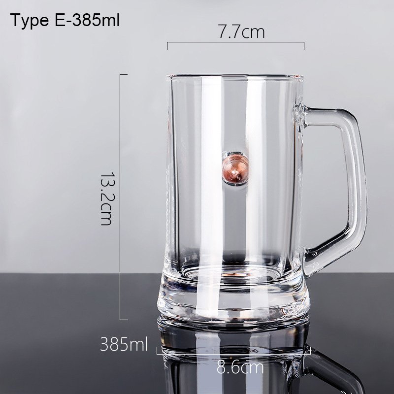 Customized Logo 500ml Unique Design Bullet Beer Whiskey Glasses Thicken Iced Stein Beer Mugs with Bullet Handle for Party Bar