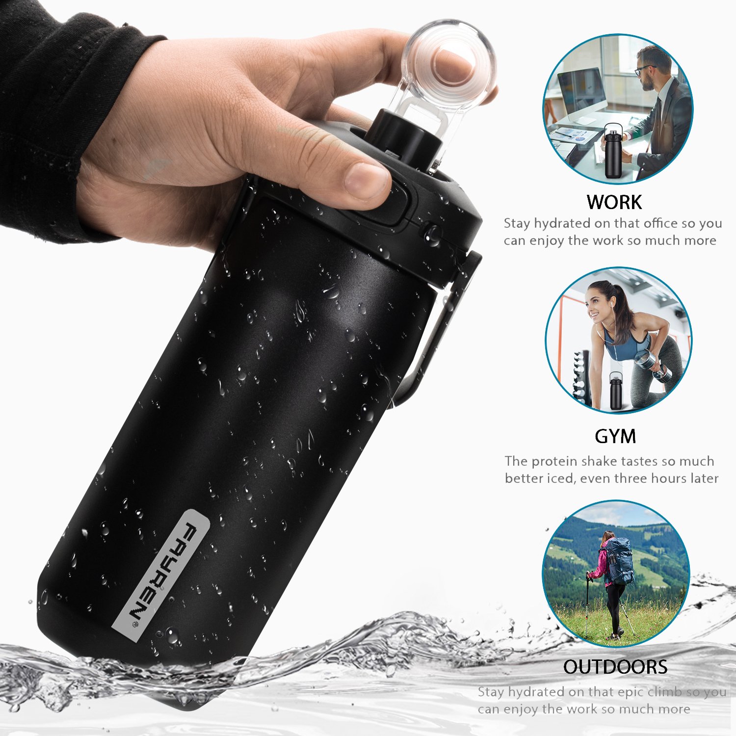 1000ml Vacuum Flasks Stainless Steel Water Bottle Drink Bottle for Sport Hiking