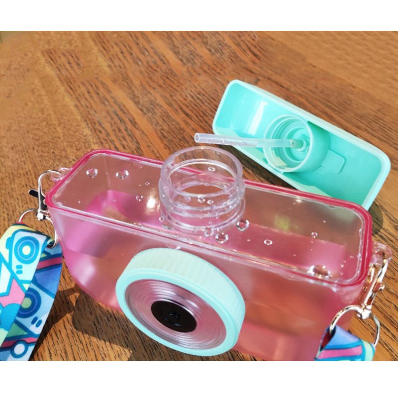 400 ml BPA Free PP Travel Tea Cup Camera Shape Plastic Water Bottles For Girls Children Women