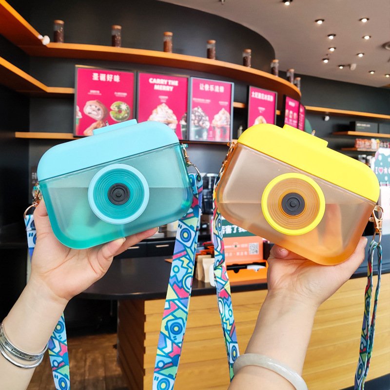 400 ml BPA Free PP Travel Tea Cup Camera Shape Plastic Water Bottles For Girls Children Women