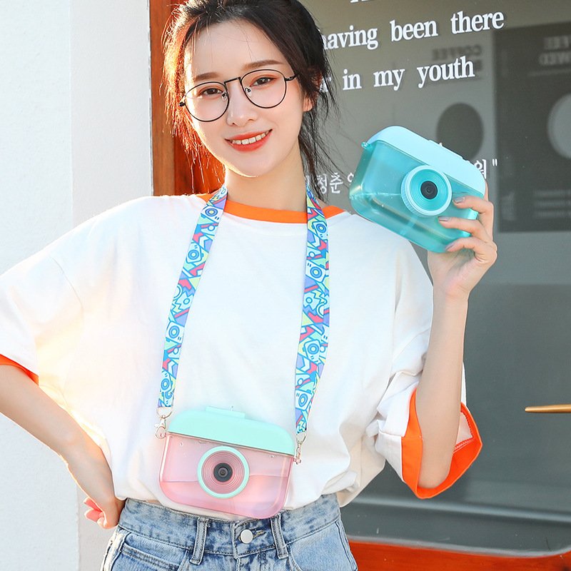 400 ml BPA Free PP Travel Tea Cup Camera Shape Plastic Water Bottles For Girls Children Women