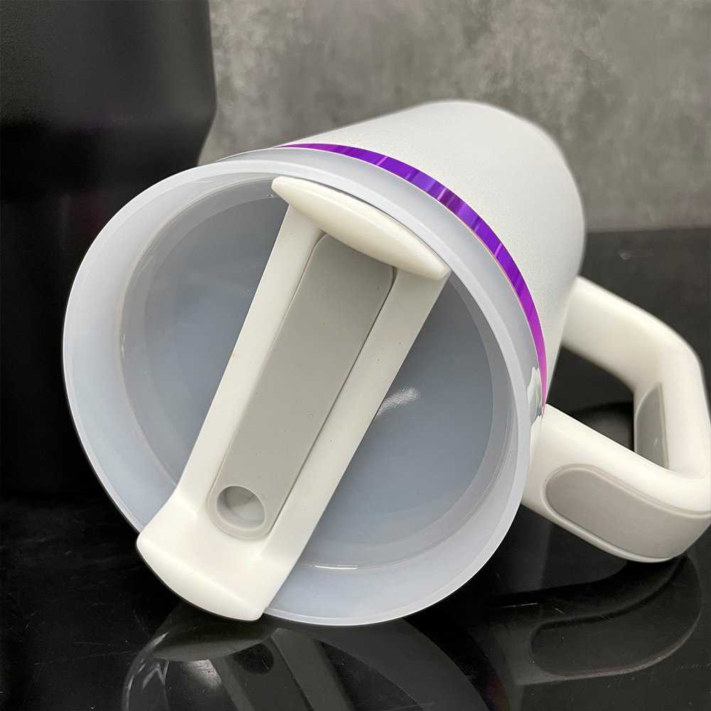 Large Capacity Purple Plated 40oz Tumbler With Lid And Straw Powder Coated Black White Coffee Mug For Laser Engraving