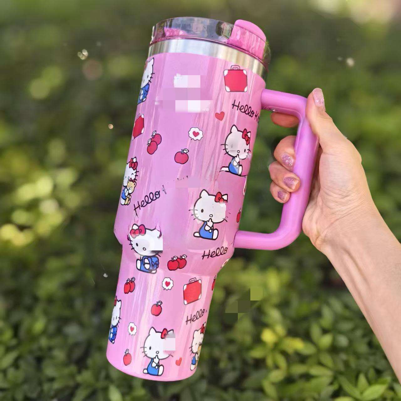 Custom brand logo pink girl barbys 40oz stainless steel tumbler travel casual insulation 40 oz cup mugs with handle and straw