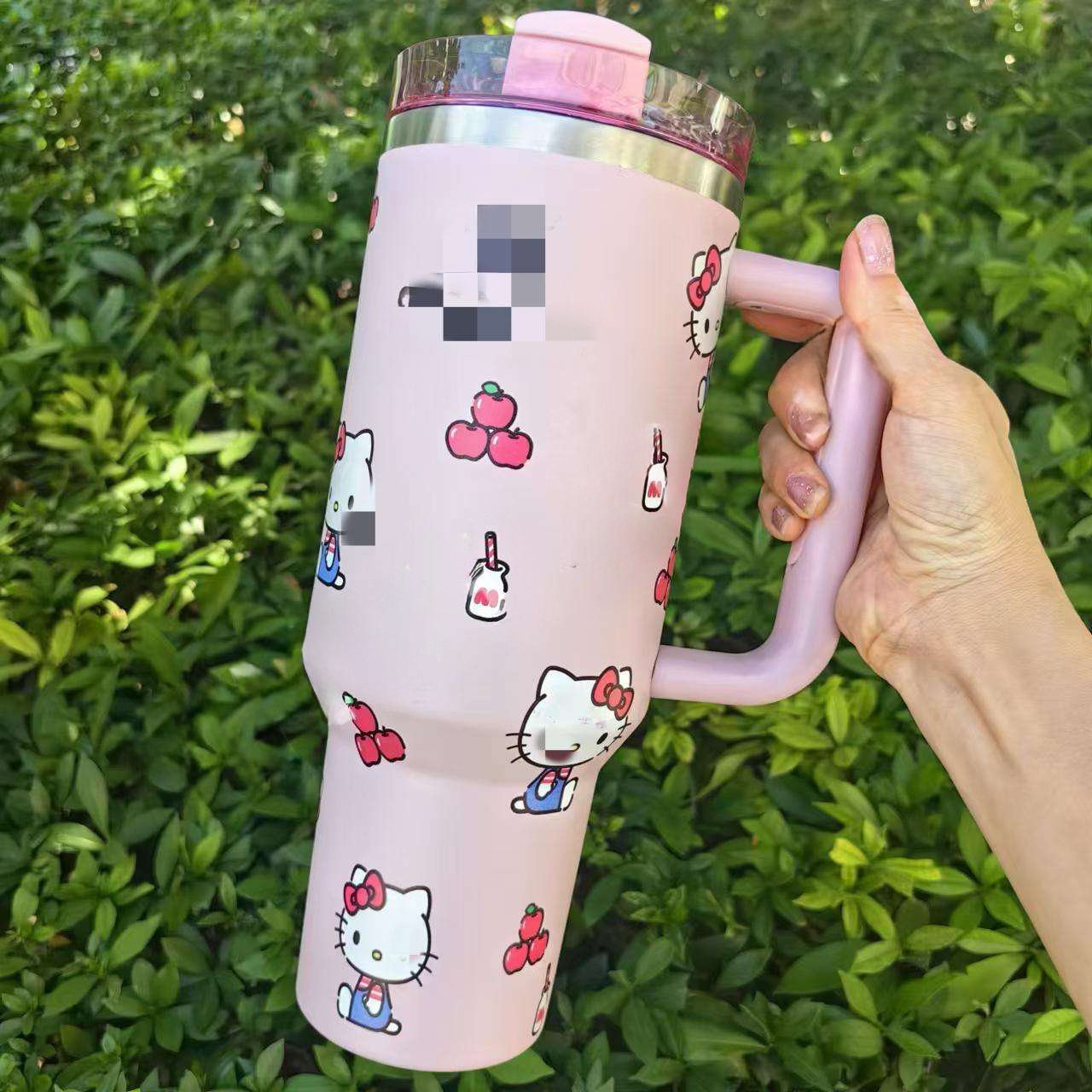 Custom brand logo pink girl barbys 40oz stainless steel tumbler travel casual insulation 40 oz cup mugs with handle and straw