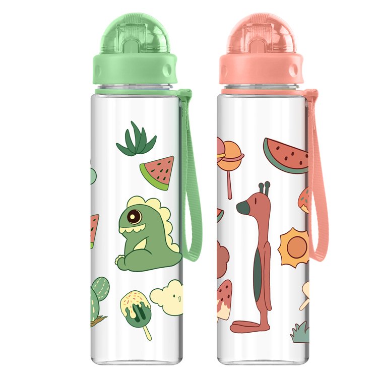 Custom OEM Kids Plastic Tritan Straw Drinking Children School BPA Free Water Bottle