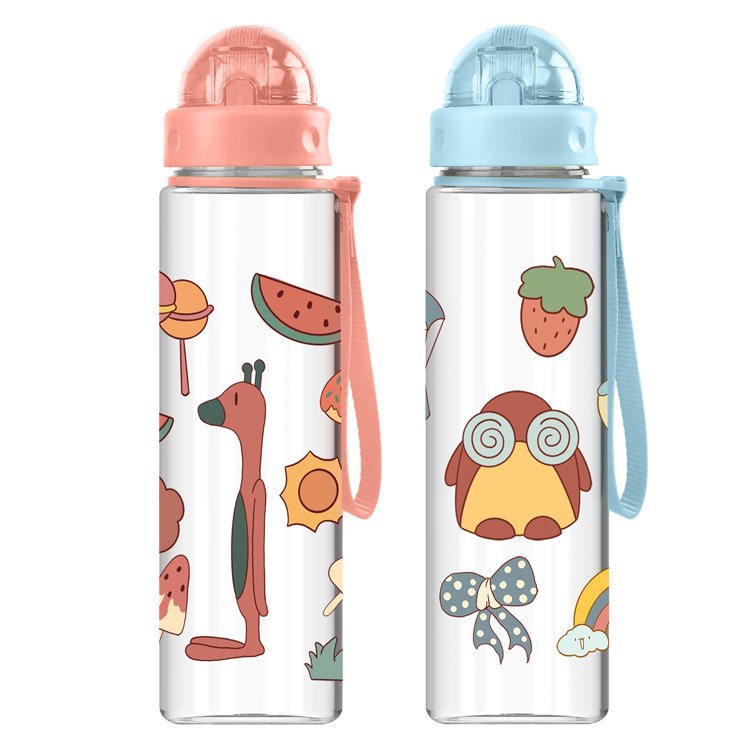 Custom OEM Kids Plastic Tritan Straw Drinking Children School BPA Free Water Bottle