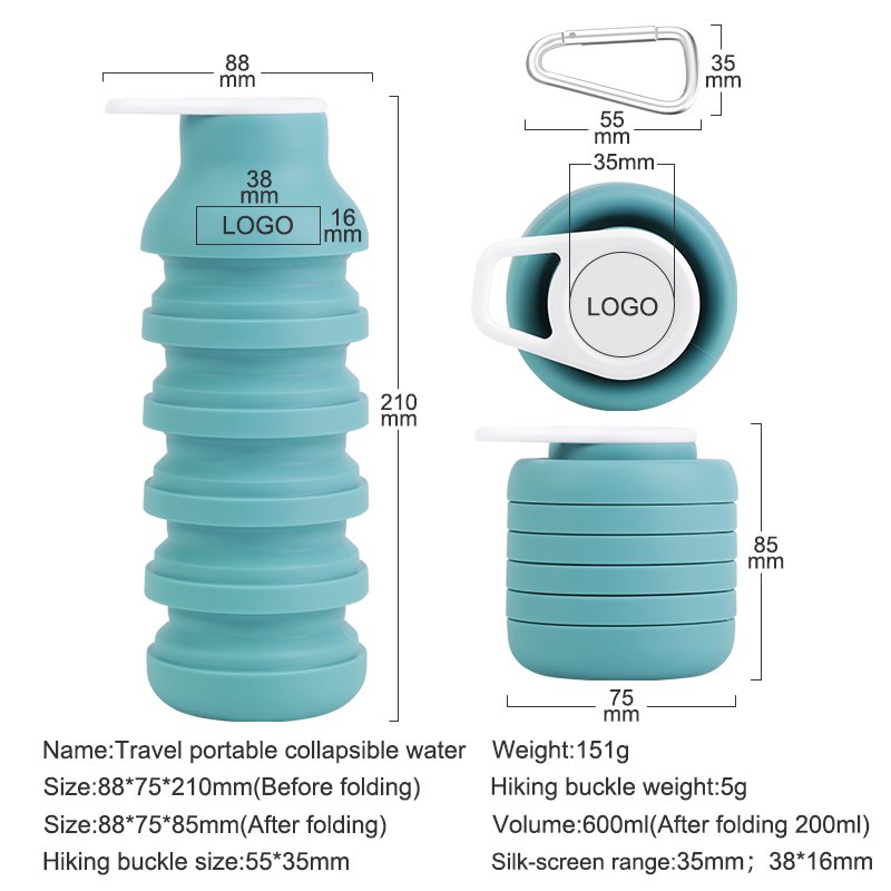 Custom Squeeze Lightweight Running Drink Reusable Portable Foldable Collapse Silicone Gym Sports Collapsible Travel Water Bottle