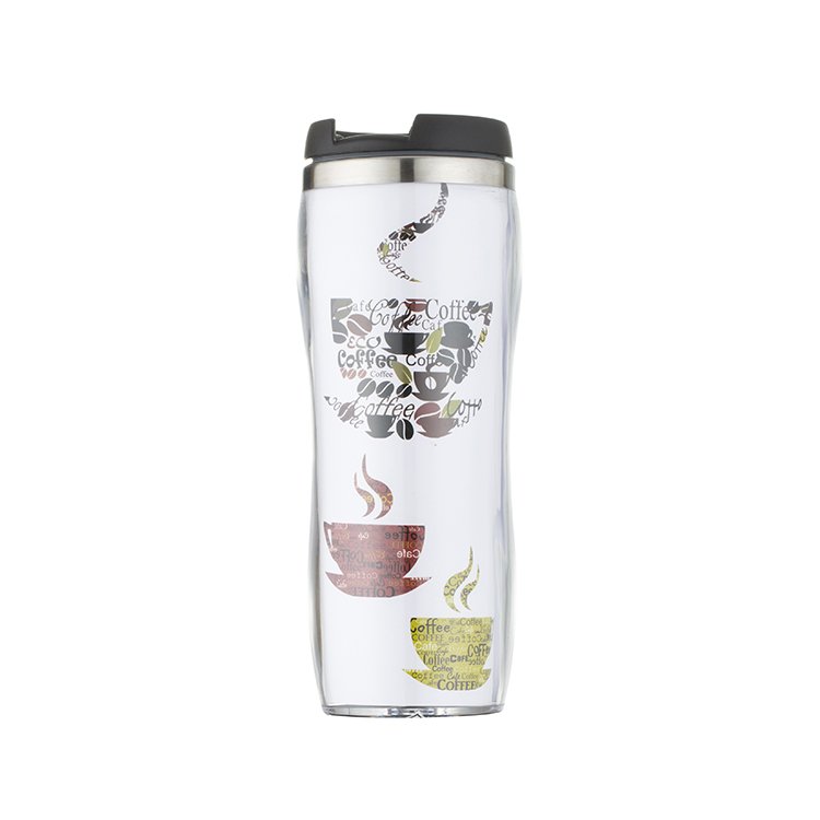 Custom logo creative wholesale 380ml vacuum insulated transparent office travel double wall coffee mug