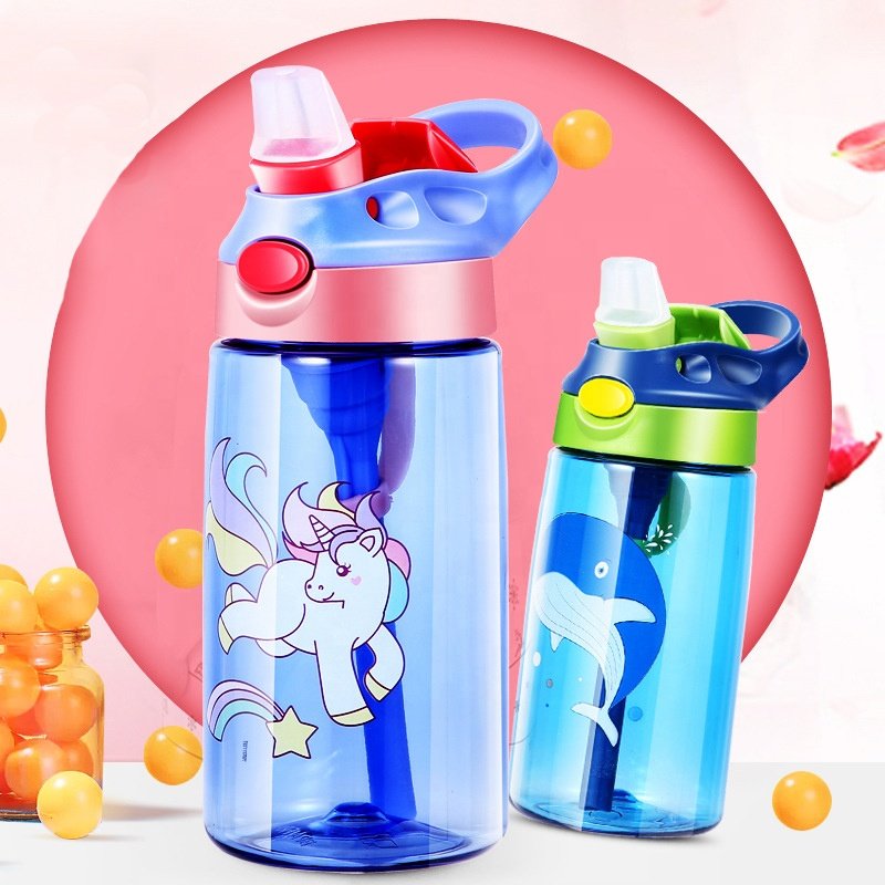 Bpa free 500ml tritan plastic children kids straw water bottles for kids