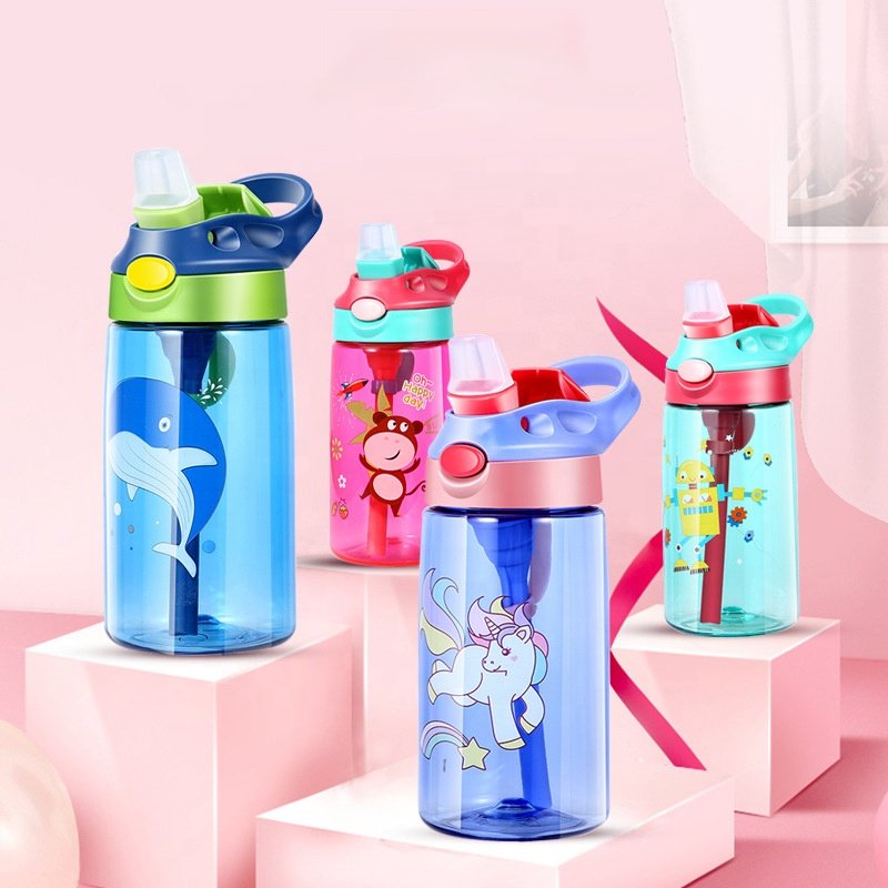 Bpa free 500ml tritan plastic children kids straw water bottles for kids