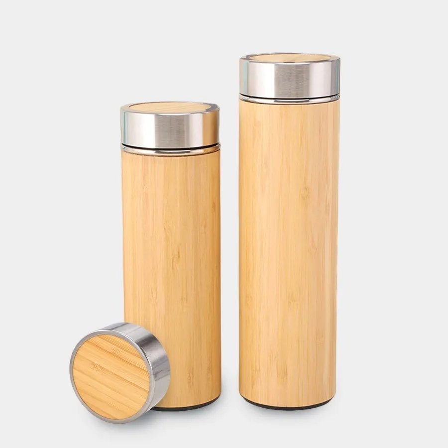 350ml 450ml 500ml bamboo stainless steel insulated thermo water bottle vacuum flask