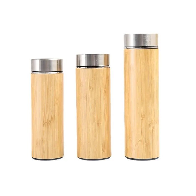350ml 450ml 500ml bamboo stainless steel insulated thermo water bottle vacuum flask
