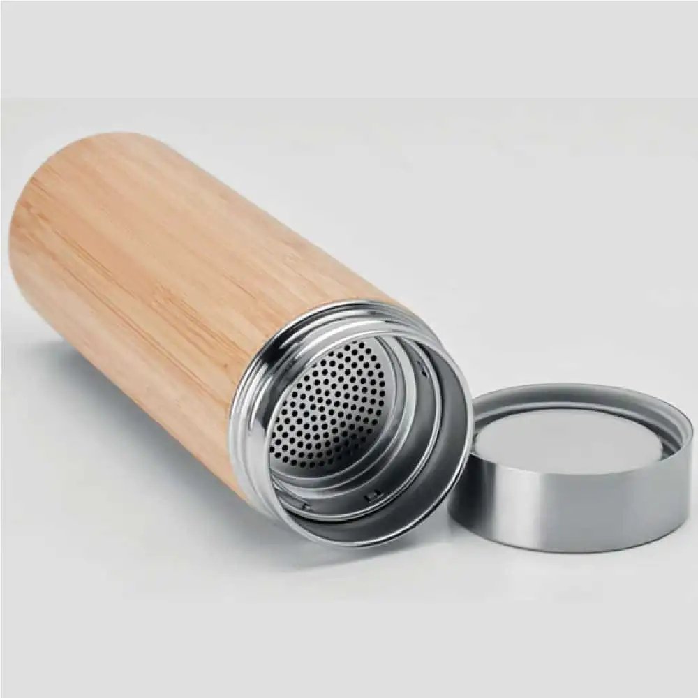 350ml 450ml 500ml bamboo stainless steel insulated thermo water bottle vacuum flask