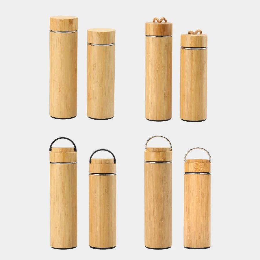 350ml 450ml 500ml bamboo stainless steel insulated thermo water bottle vacuum flask