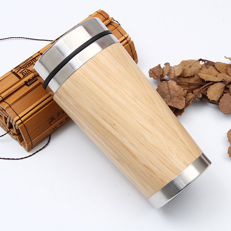 450 ML New Design Bamboo Auto Cup Water Bottle Eco Double Wall Bamboo Water Bottle Bamboo Thermos