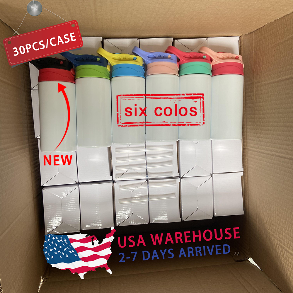 US warehouse sublimation kids tumblers 12oz straight sippy cup stainless steel insulated water bottles kids sublimation cups