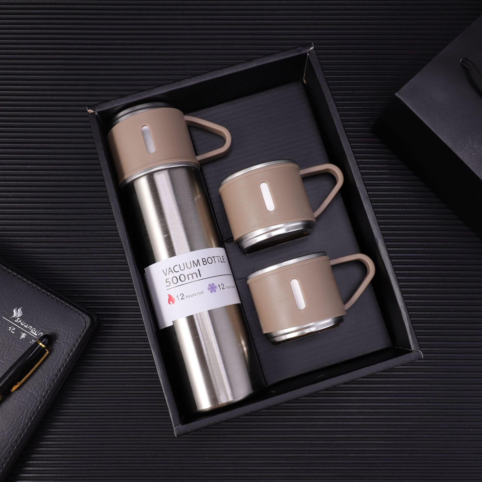 Personal water bottle promotion couple mug gift set business insulated tumbler portable family coffee cup camping vacuum flask