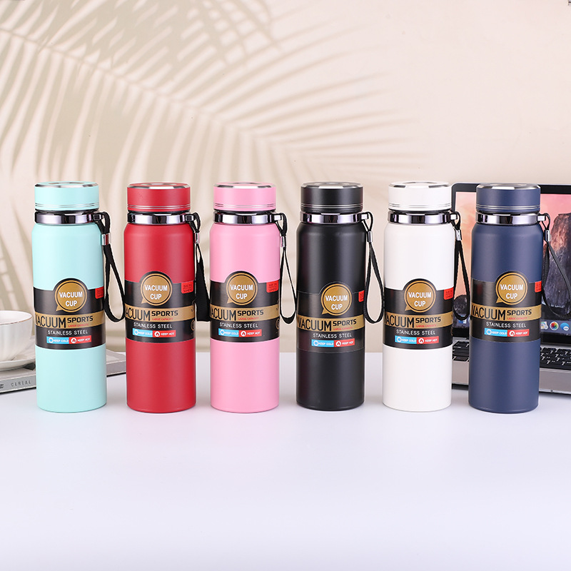600ml 800ml 1000ml Custom Stock Stainless Steel Vacuum Flask Water Bottle Insulated Wide Mouth Sports Bottle