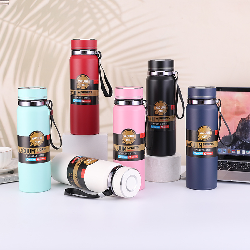 600ml 800ml 1000ml Custom Stock Stainless Steel Vacuum Flask Water Bottle Insulated Wide Mouth Sports Bottle