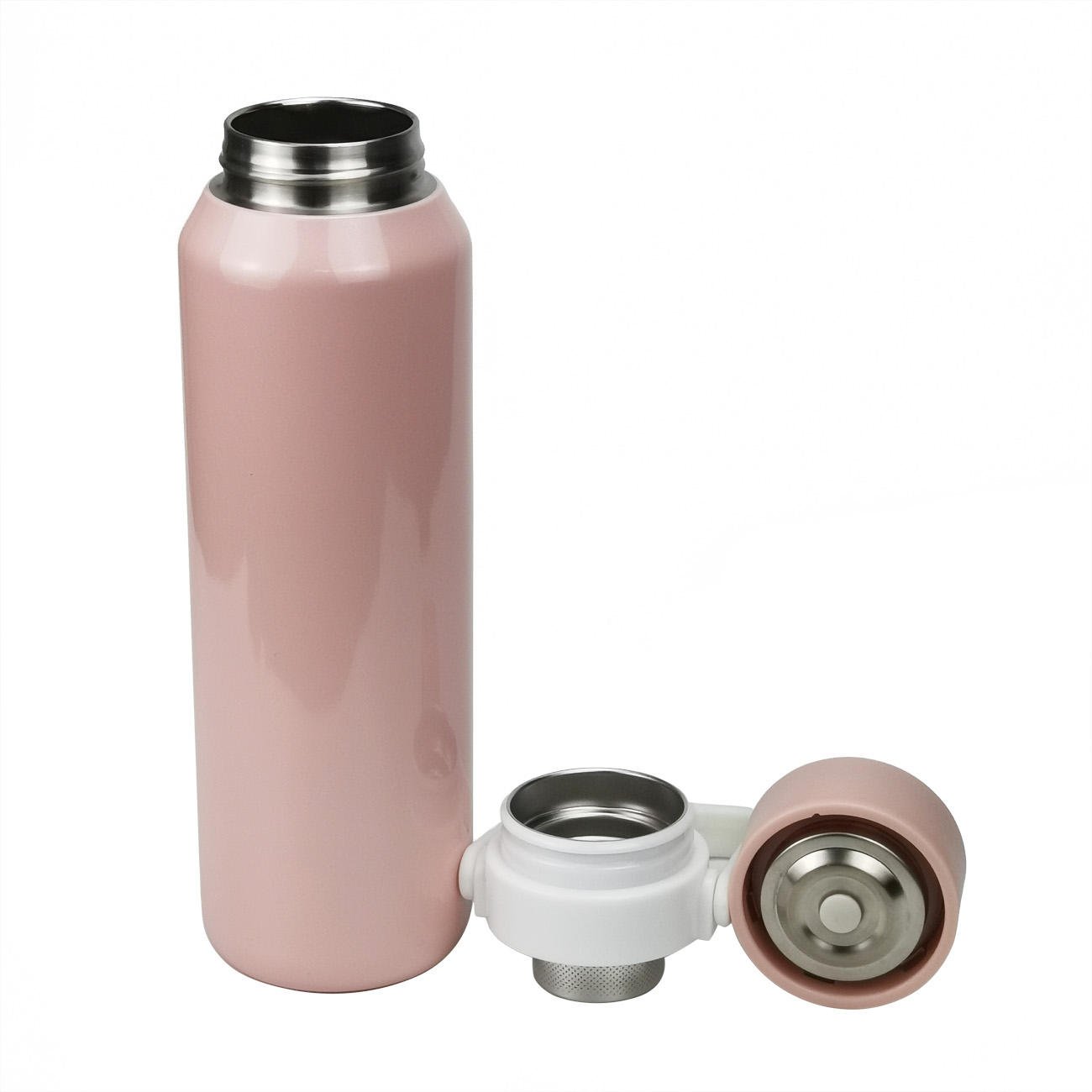 Stainless Steel Water Bottle Portable Pressing Lid Thermos Reusable Camping Vacuum Flask with Infuser